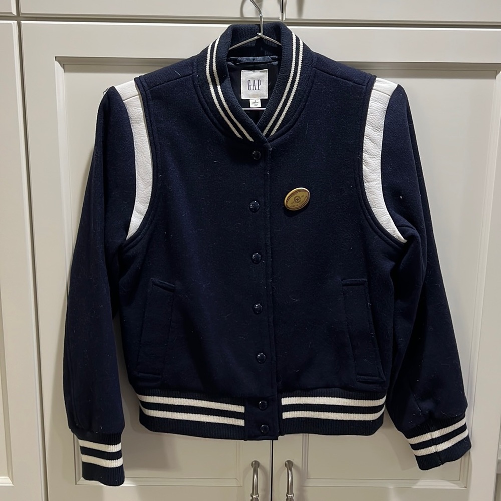 Women’s Navy Gap Varsity Jacket - size PS NWOT